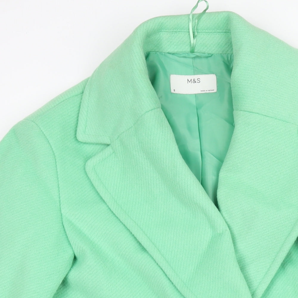 Womens UK Size 8 Marks and Spencer Green Overcoat