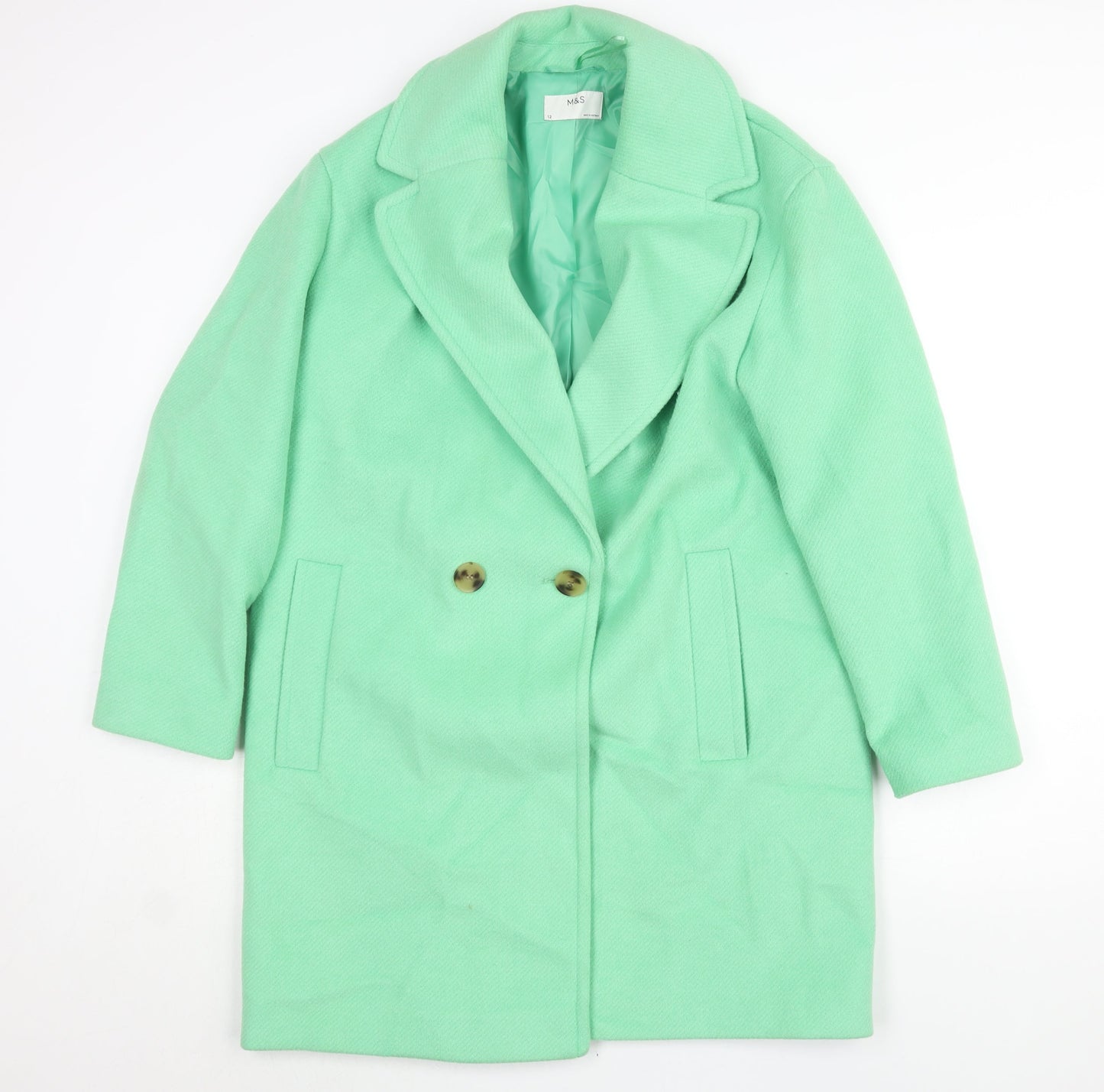 Womens UK Size 12 Marks and Spencer Green Overcoat
