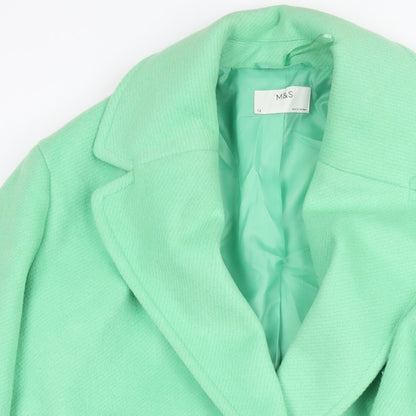 Womens UK Size 12 Marks and Spencer Green Overcoat