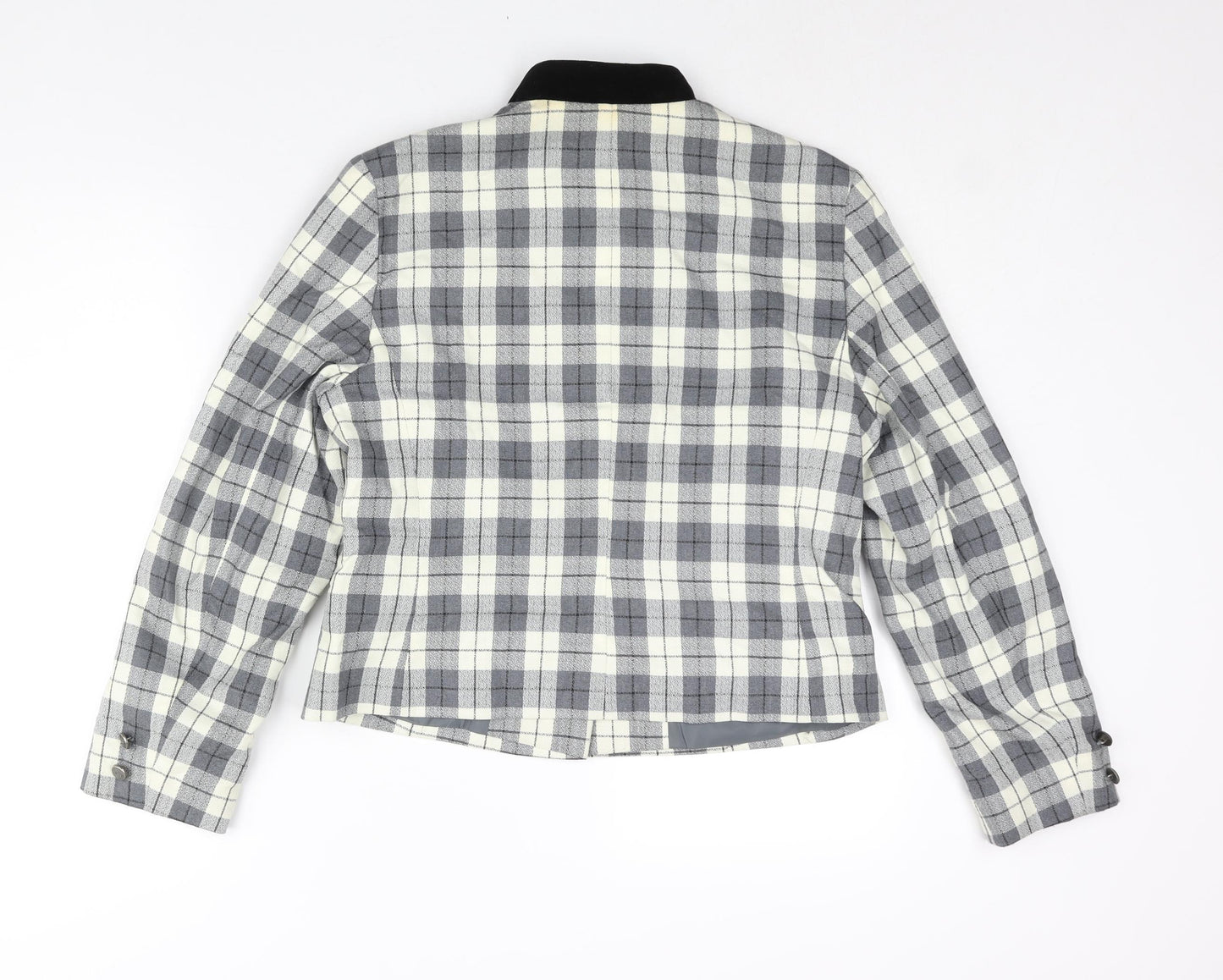 First Avenue Womens Grey Check Jacket Size 14 Button - Velvet Collar