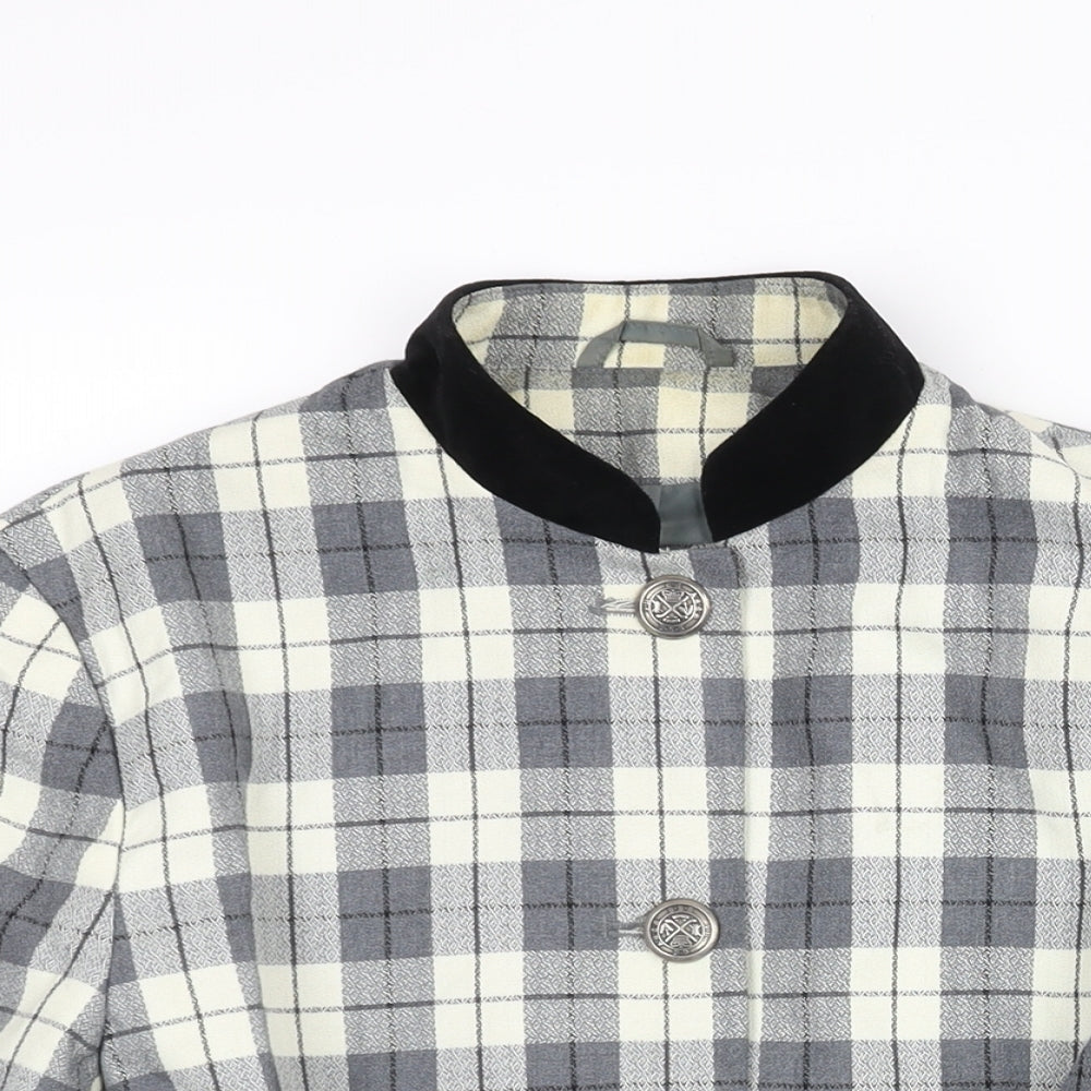 First Avenue Womens Grey Check Jacket Size 14 Button - Velvet Collar