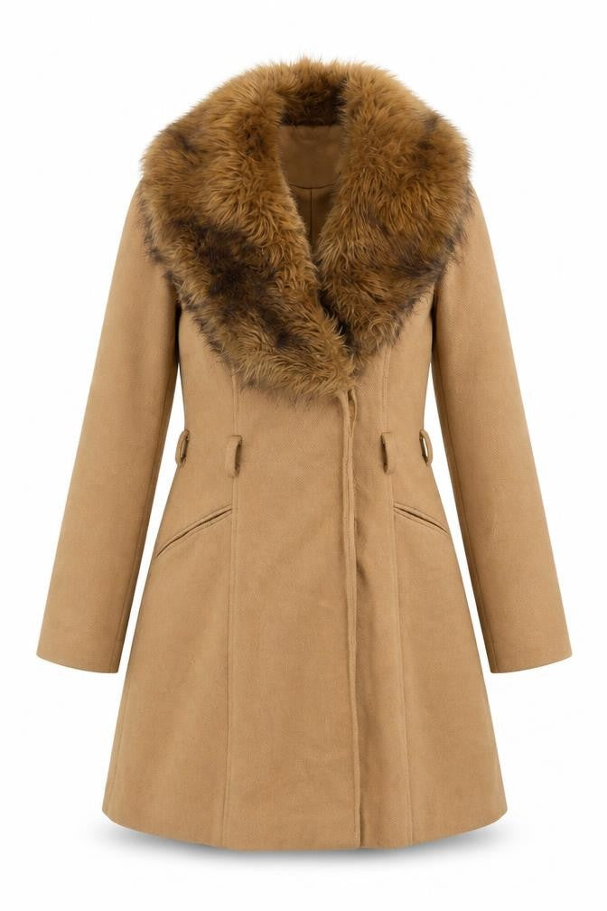 Womens UK Size 8 Miss Selfridge Brown Overcoat