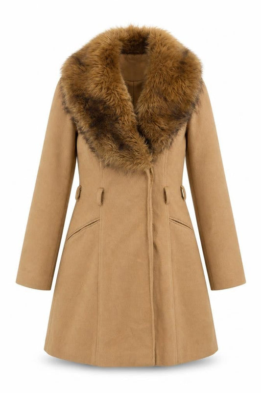 Womens UK Size 8 Miss Selfridge Brown Overcoat