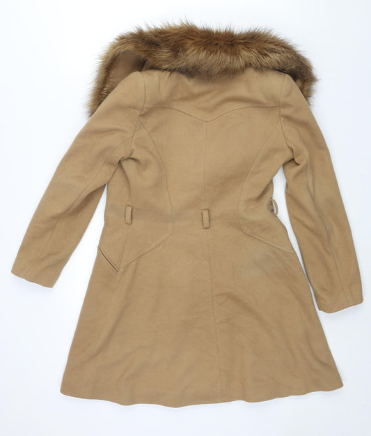 Womens UK Size 8 Miss Selfridge Brown Overcoat
