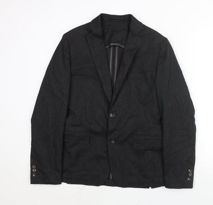 Royal Hem Mens Black Cotton Jacket Suit Jacket Size 36 Regular