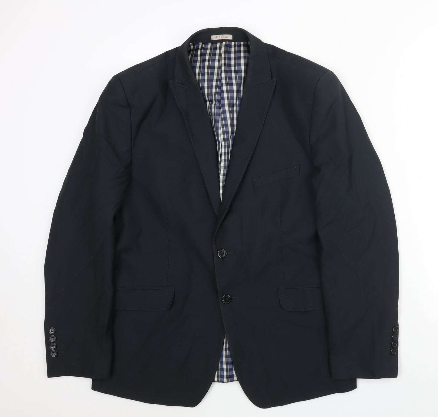 Supreme Mens Black Polyester Jacket Suit Jacket Size 40 Regular