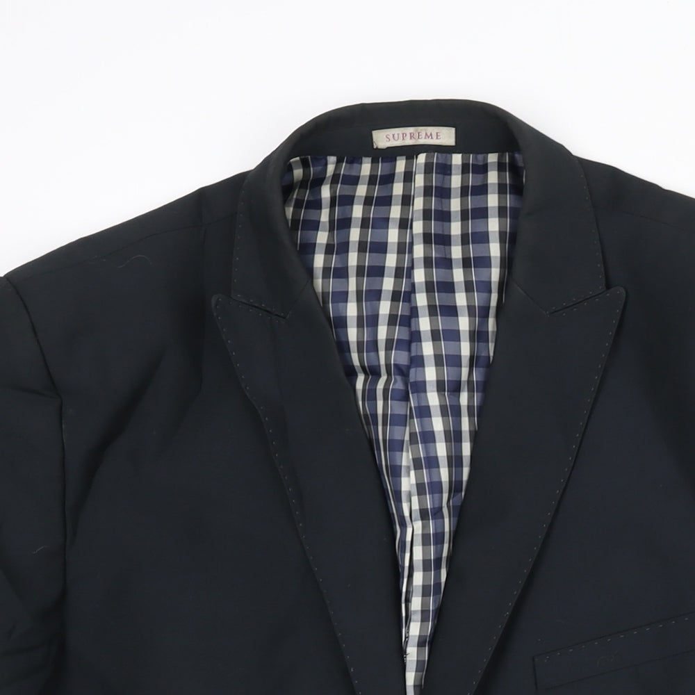 Supreme Mens Black Polyester Jacket Suit Jacket Size 40 Regular