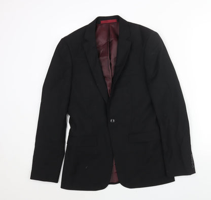 Mens UK Size 34 Topman Regular Black Suit Jacket