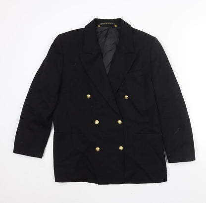 St Michael Womens Black Wool Jacket Suit Jacket Size 14