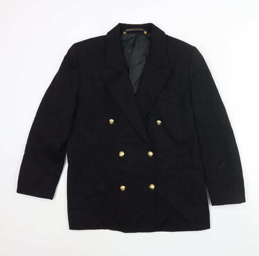St Michael Womens Black Wool Jacket Suit Jacket Size 14