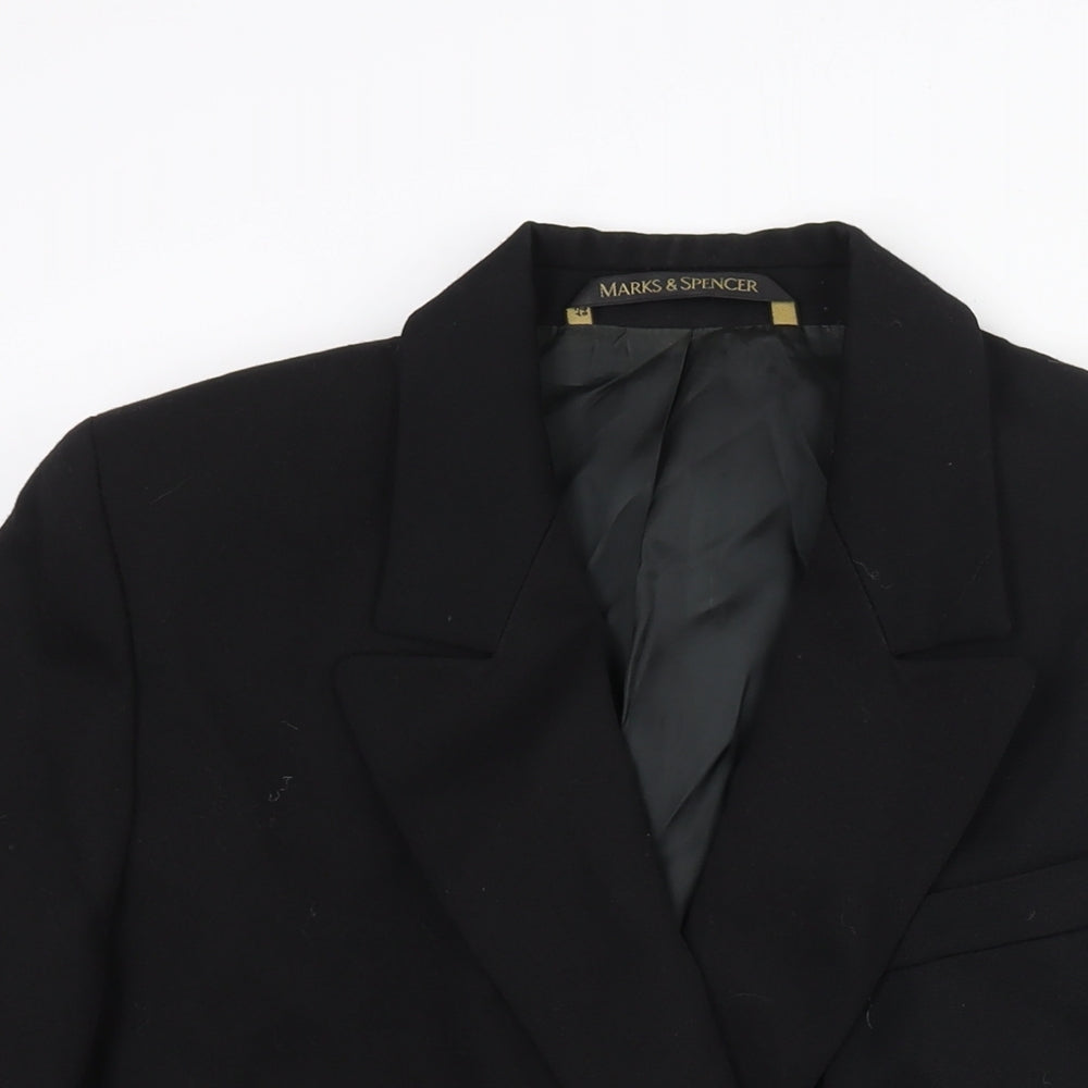 St Michael Womens Black Wool Jacket Suit Jacket Size 14