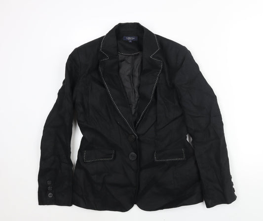 Debenhams Womens Black Linen Jacket Suit Jacket Size 10 - Stitch Detail