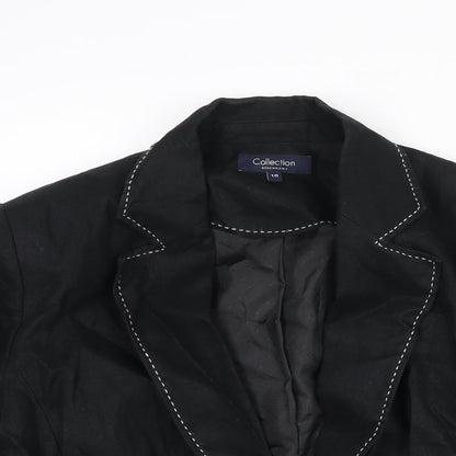 Debenhams Womens Black Linen Jacket Suit Jacket Size 10 - Stitch Detail