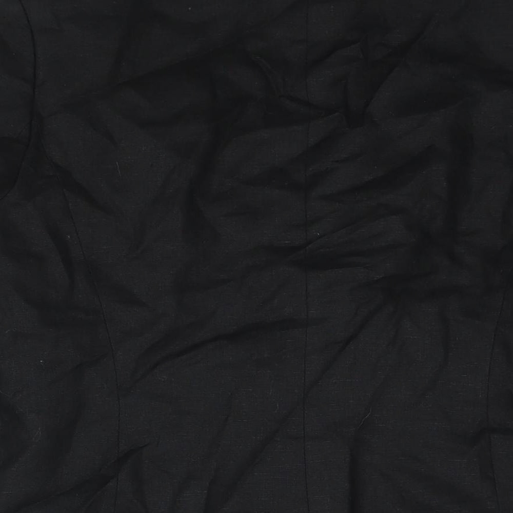 Debenhams Womens Black Linen Jacket Suit Jacket Size 10 - Stitch Detail