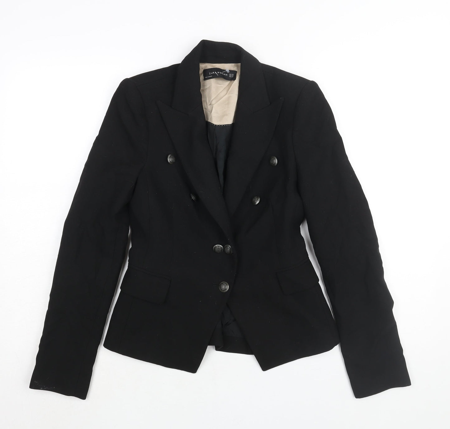 Zara Womens Black Polyester Jacket Suit Jacket Size XS