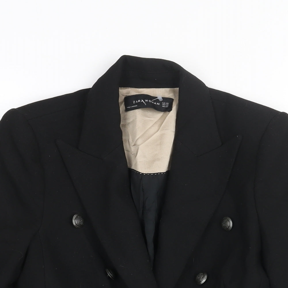 Zara Womens Black Polyester Jacket Suit Jacket Size XS
