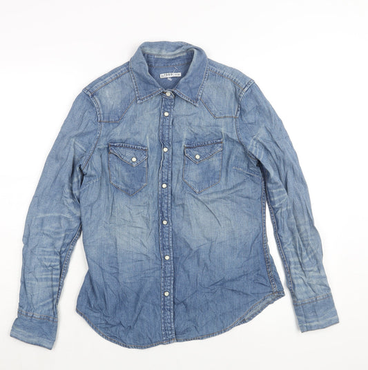Womens UK Size XS Gap Blue Basic Button-Up