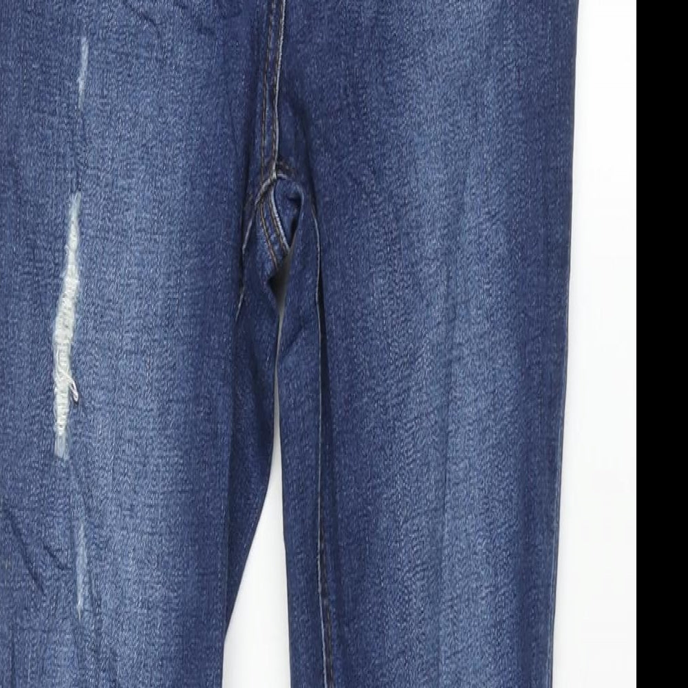 Matalan Womens Blue Cotton Skinny Jeans Size 10 L28 in Regular Zip