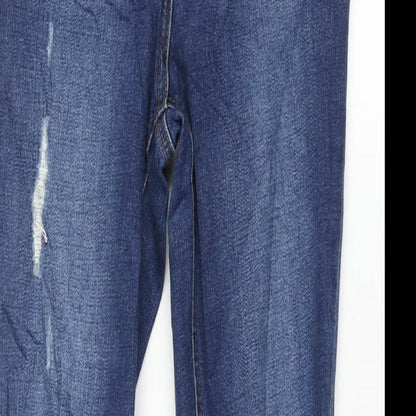 Matalan Womens Blue Cotton Skinny Jeans Size 10 L28 in Regular Zip
