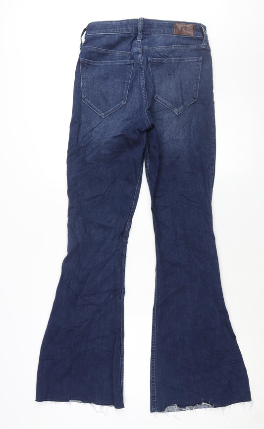 Hollister Womens Blue Cotton Flared Jeans Size 29 in L31 in Regular Zip - Raw Hem Side Slits