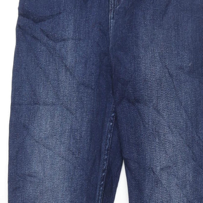 Hollister Womens Blue Cotton Flared Jeans Size 29 in L31 in Regular Zip - Raw Hem Side Slits