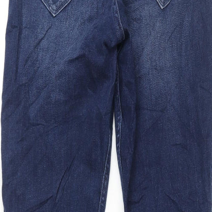 Hollister Womens Blue Cotton Flared Jeans Size 29 in L31 in Regular Zip - Raw Hem Side Slits