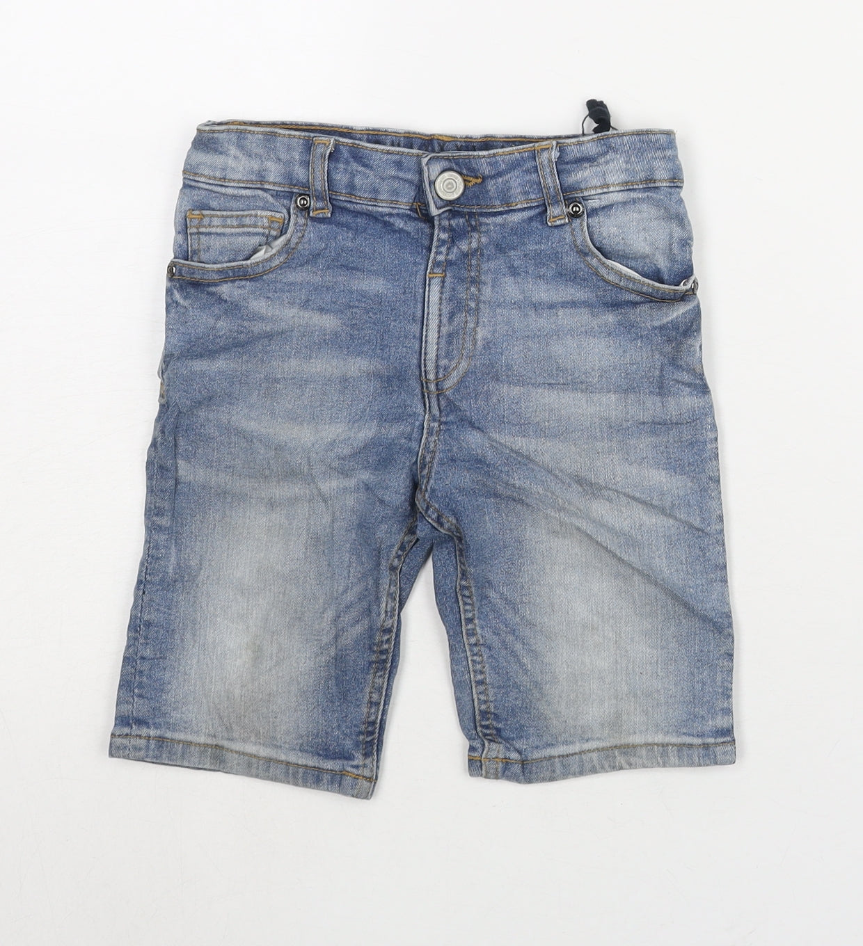 River Island Boys Blue Cotton Bermuda Shorts Size 5-6 Years L8 in Regular Snap - Waist 22 Inches