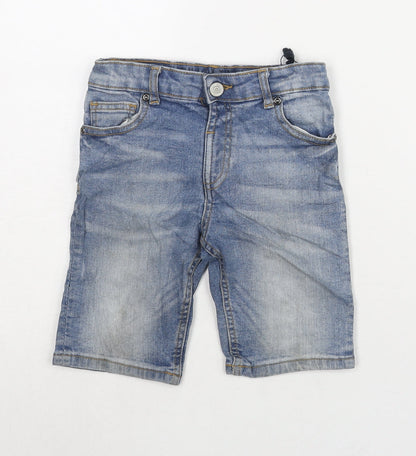 River Island Boys Blue Cotton Bermuda Shorts Size 5-6 Years L8 in Regular Snap - Waist 22 Inches