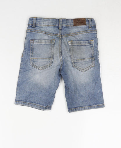 River Island Boys Blue Cotton Bermuda Shorts Size 5-6 Years L8 in Regular Snap - Waist 22 Inches