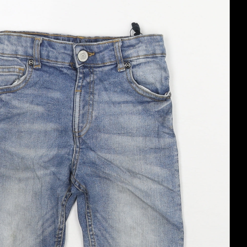 River Island Boys Blue Cotton Bermuda Shorts Size 5-6 Years L8 in Regular Snap - Waist 22 Inches