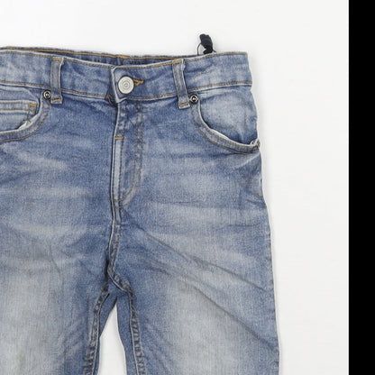 River Island Boys Blue Cotton Bermuda Shorts Size 5-6 Years L8 in Regular Snap - Waist 22 Inches