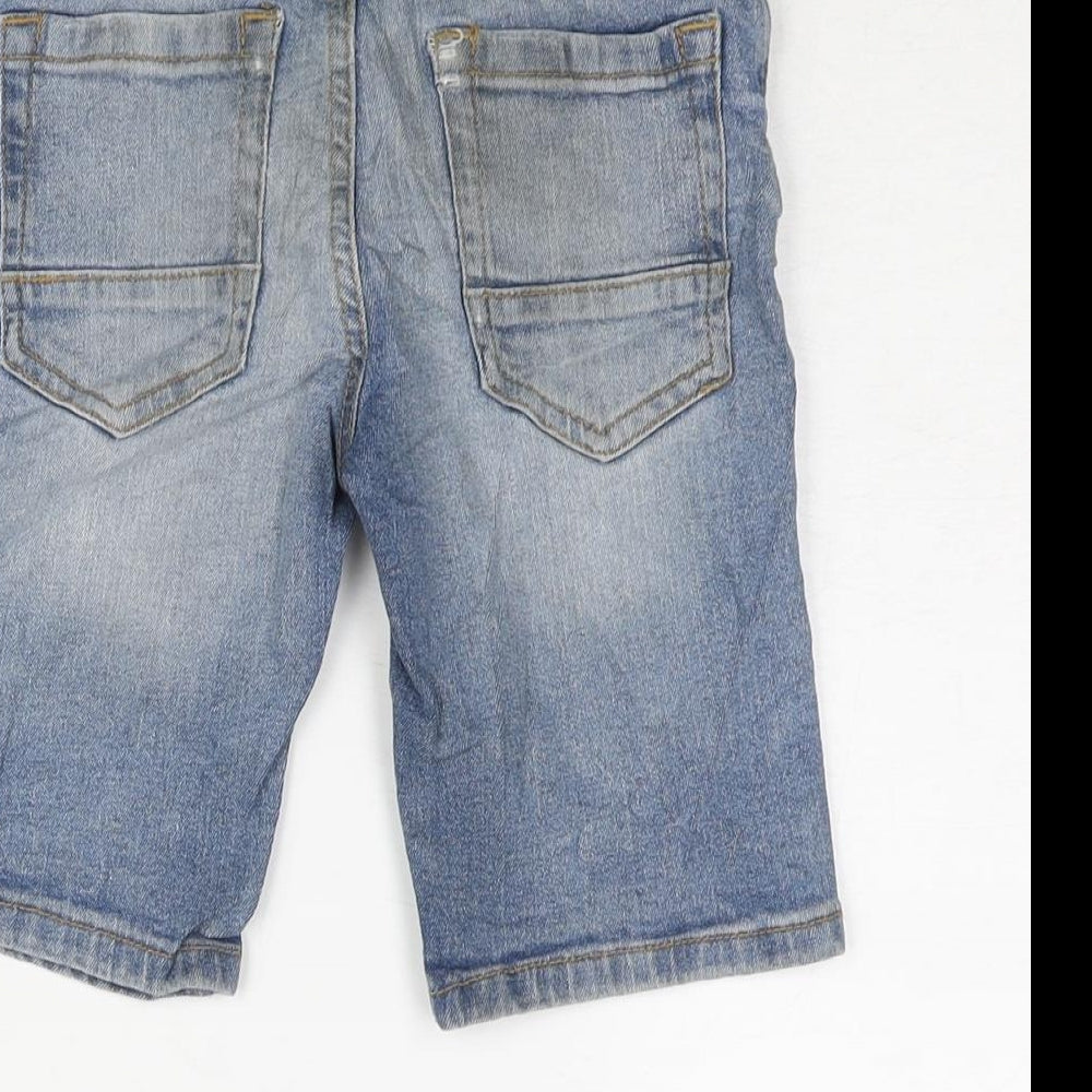 River Island Boys Blue Cotton Bermuda Shorts Size 5-6 Years L8 in Regular Snap - Waist 22 Inches