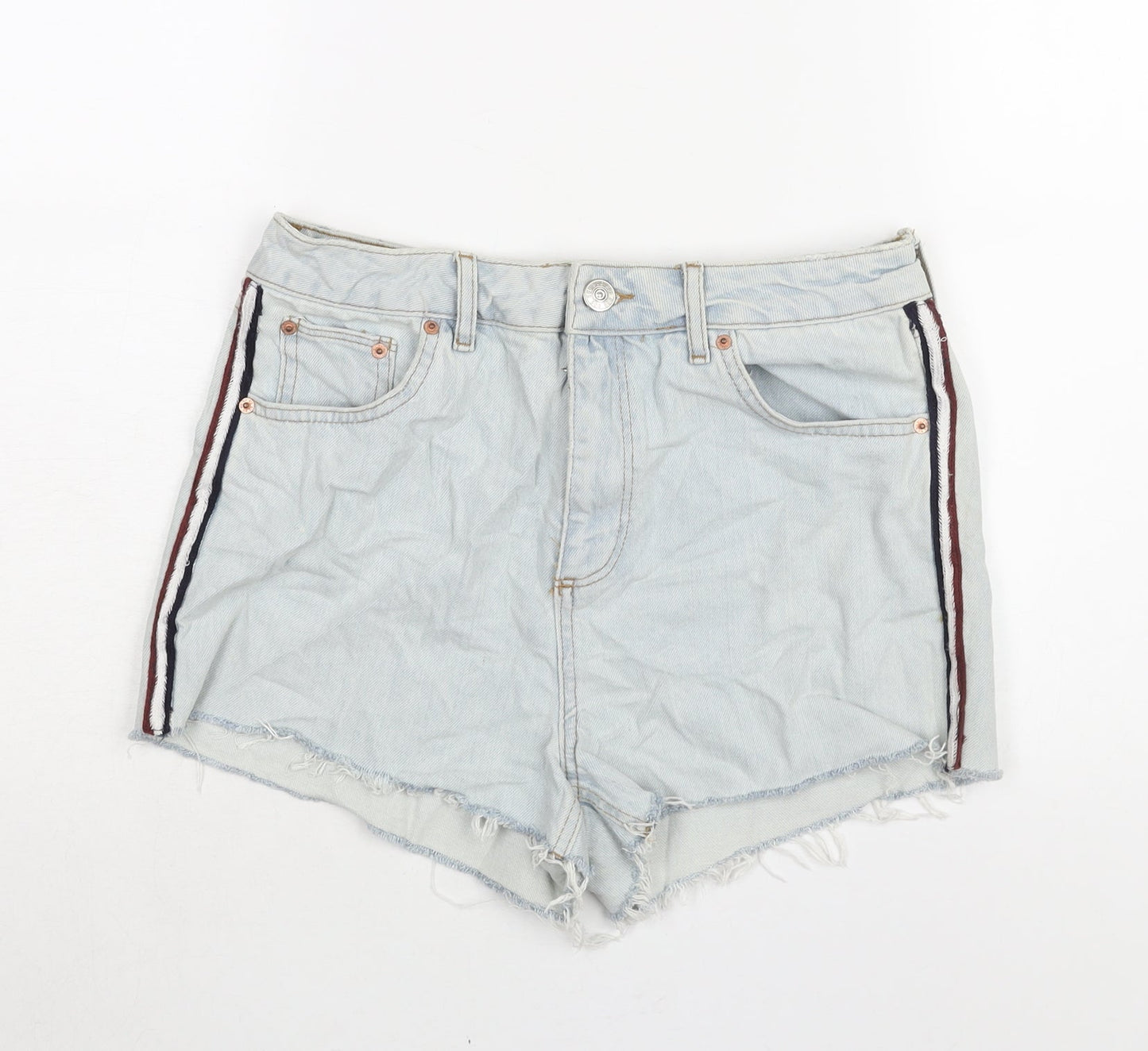 BDG Womens Blue Cotton Cut-Off Shorts Size 30 in Regular Zip - Taped Side Detail