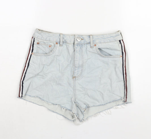 BDG Womens Blue Cotton Cut-Off Shorts Size 30 in Regular Zip - Taped Side Detail
