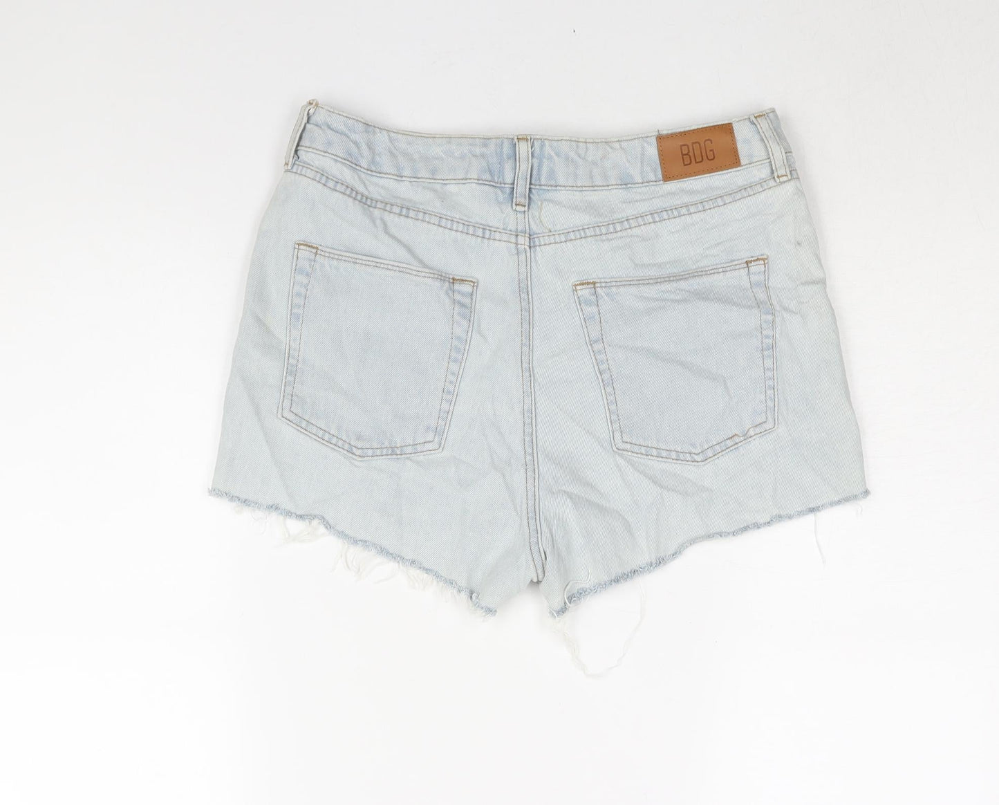 BDG Womens Blue Cotton Cut-Off Shorts Size 30 in Regular Zip - Taped Side Detail