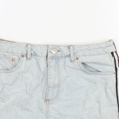 BDG Womens Blue Cotton Cut-Off Shorts Size 30 in Regular Zip - Taped Side Detail