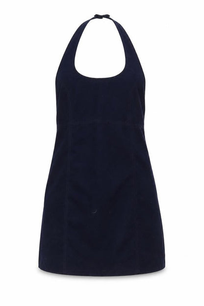 Topshop Womens Blue Polyimide Pinafore/Dungaree Dress Size 12 Halter Zip