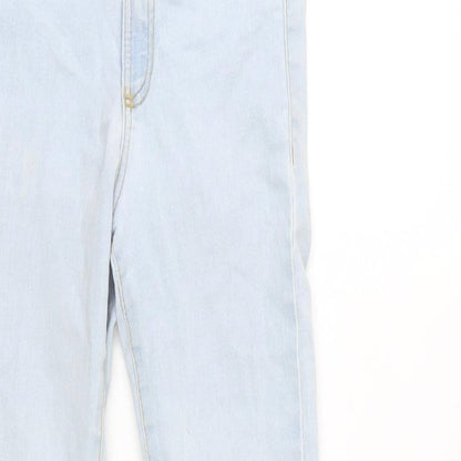 Zara Girls Blue Cotton Tapered Jeans Size 9 Years L22.5 in Regular Zip - Raw Hem