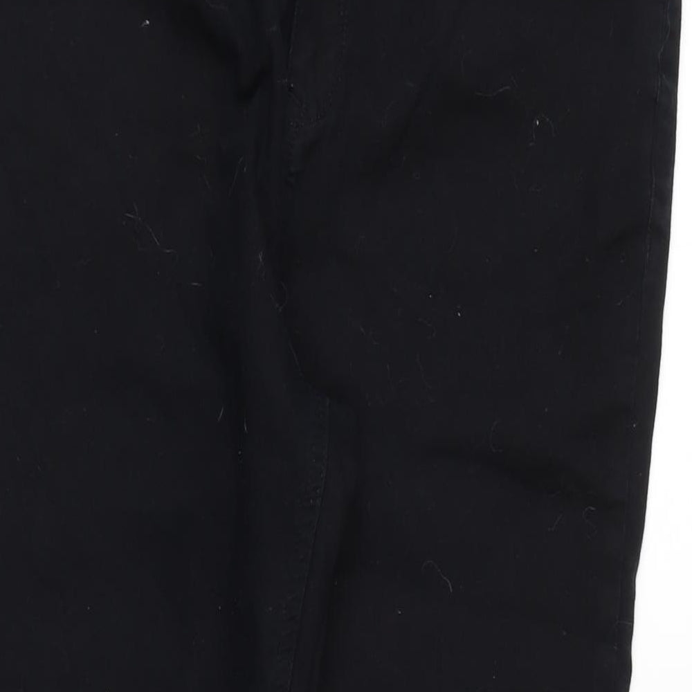 Denim & Co. Womens Black Cotton Blend Straight Jeans Size 16 L25.5 in Regular Zip - Zipped ankle.