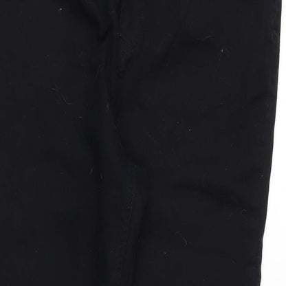 Denim & Co. Womens Black Cotton Blend Straight Jeans Size 16 L25.5 in Regular Zip - Zipped ankle.