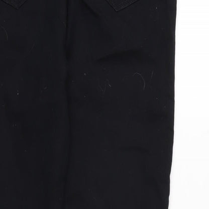 Denim & Co. Womens Black Cotton Blend Straight Jeans Size 16 L25.5 in Regular Zip - Zipped ankle.