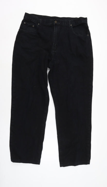 C2 Jeans Mens Black Cotton Straight Jeans Size 33 in L28 in Regular Zip