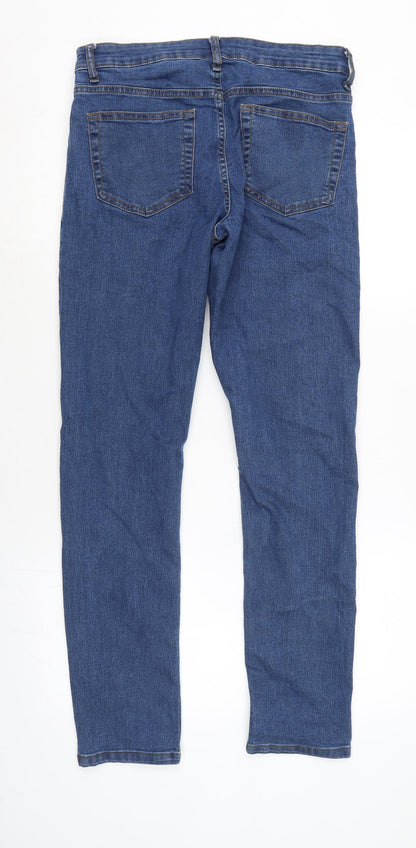 Denim & Co. Womens Blue Cotton Blend Straight Jeans Size 30 in L29 in Regular Zip
