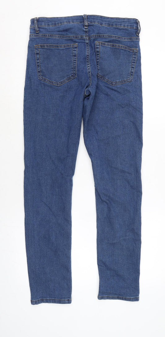 Denim & Co. Womens Blue Cotton Blend Straight Jeans Size 30 in L29 in Regular Zip