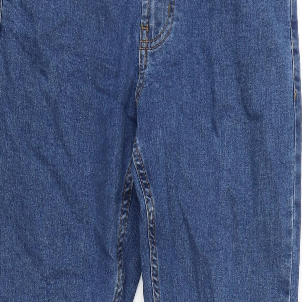 Denim & Co. Womens Blue Cotton Blend Straight Jeans Size 30 in L29 in Regular Zip