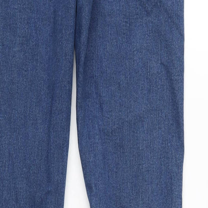 Denim & Co. Womens Blue Cotton Blend Straight Jeans Size 30 in L29 in Regular Zip