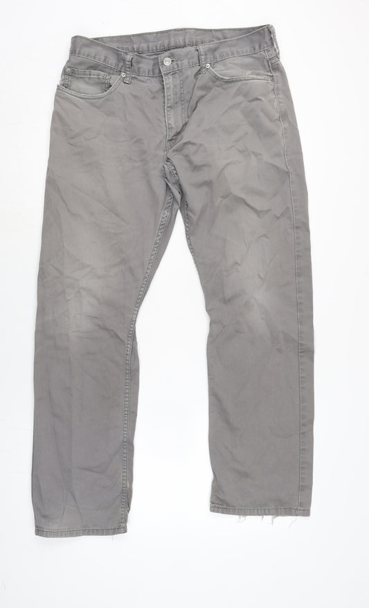 Levis Mens Grey Cotton Straight Jeans Size 34 in L30 in Regular Zip