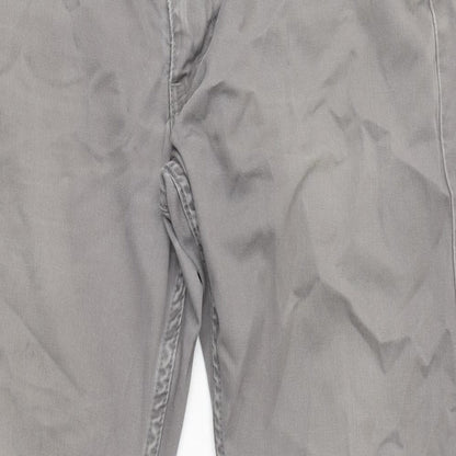Levis Mens Grey Cotton Straight Jeans Size 34 in L30 in Regular Zip