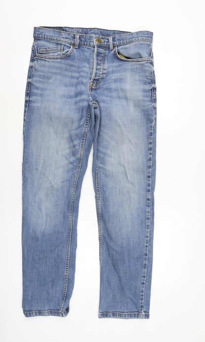 Mens UK Size 32 in Premium Denim Regular Fit Straight Blue Jeans