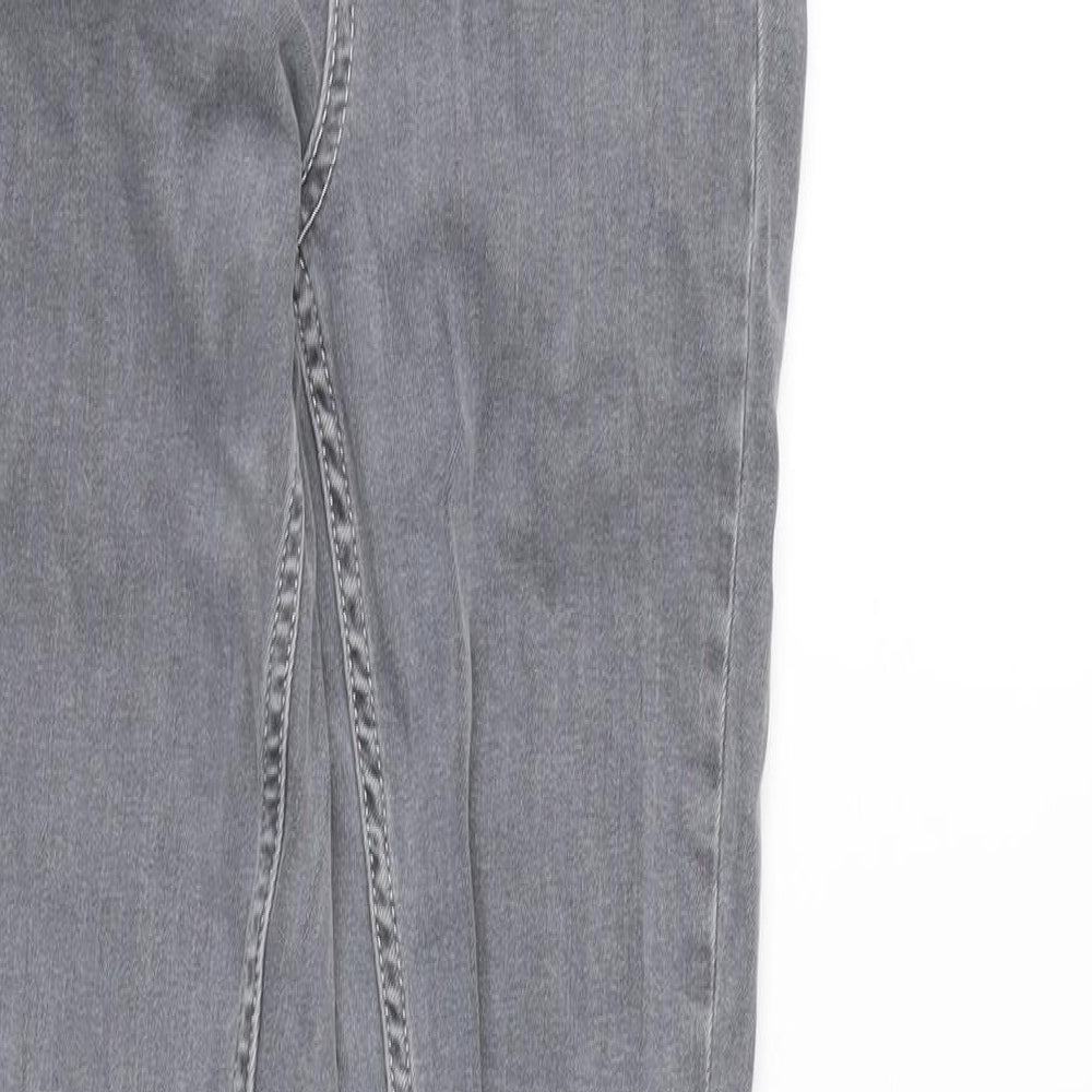 Miss Selfridge Womens Grey Cotton Blend Tapered Jeans Size 6 L28 in Regular Zip